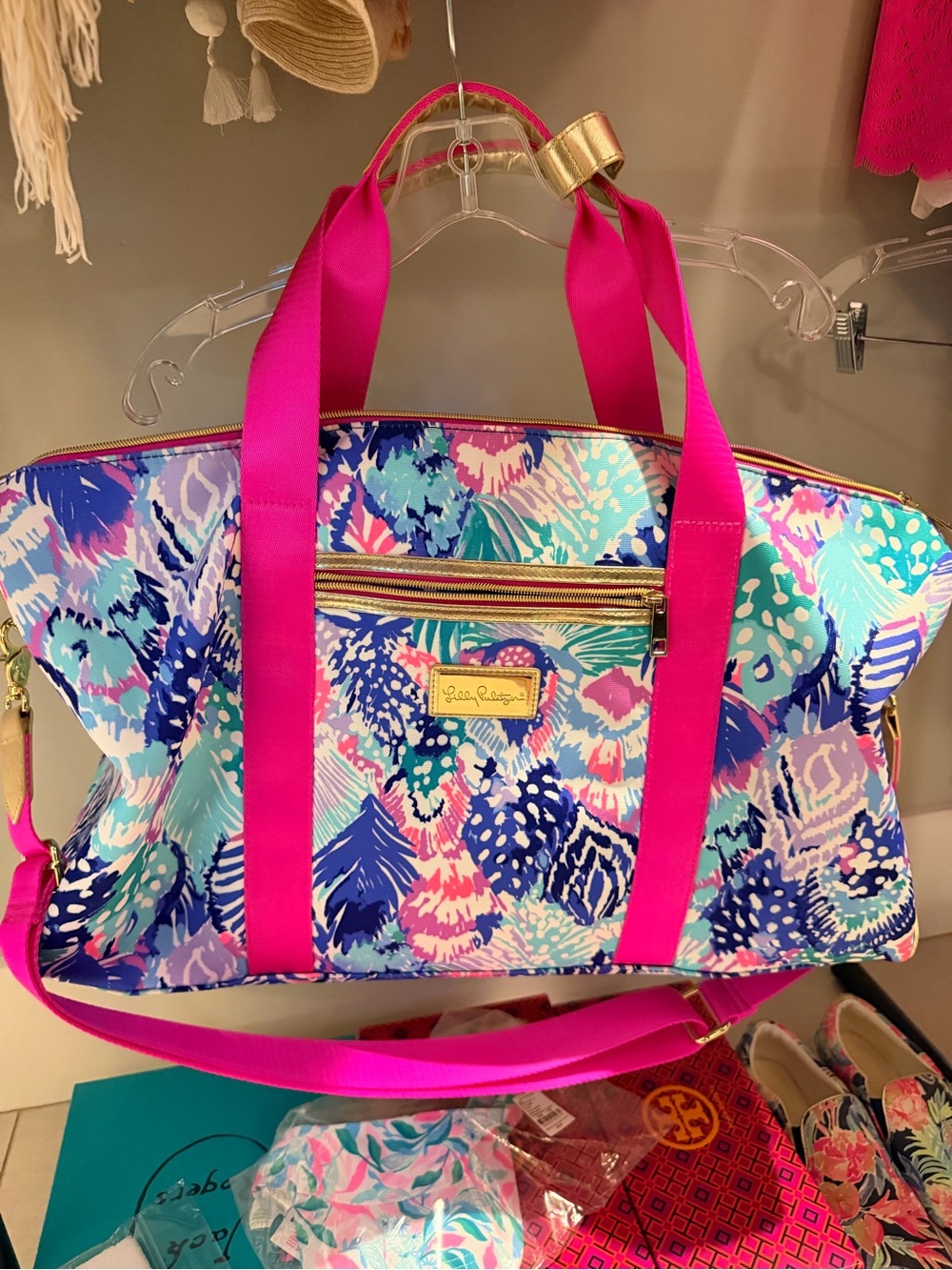 Lilly Pulitzer Pink Quill Out Duffle Bag